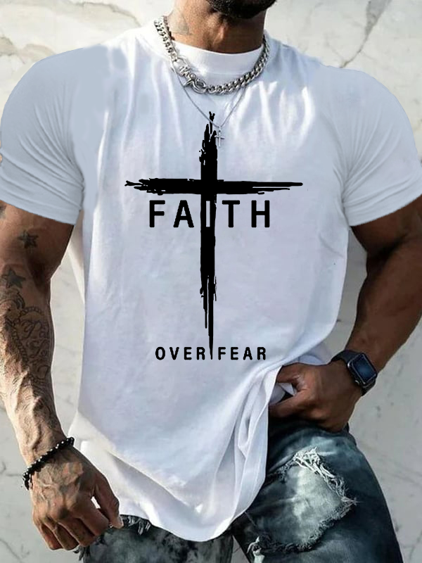 Classic Cotton Tee - Faith Over Fear  Cross