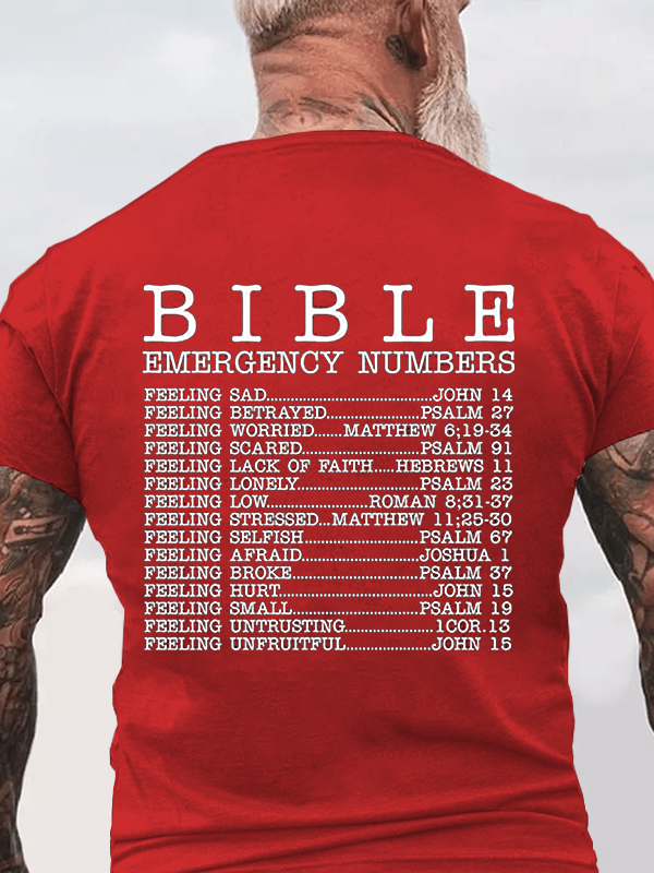 Classic Cotton Tee - Christian Bible Emergency Numbers