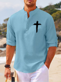 Cross Printed Christian Simple Resort Casual Shirt