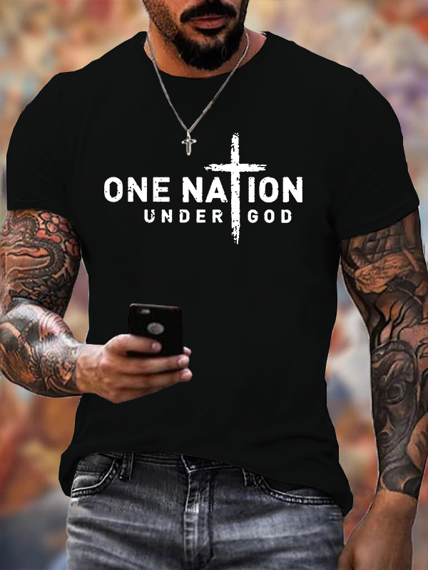 Classic Cotton Tee - One Nation Under God  Cross