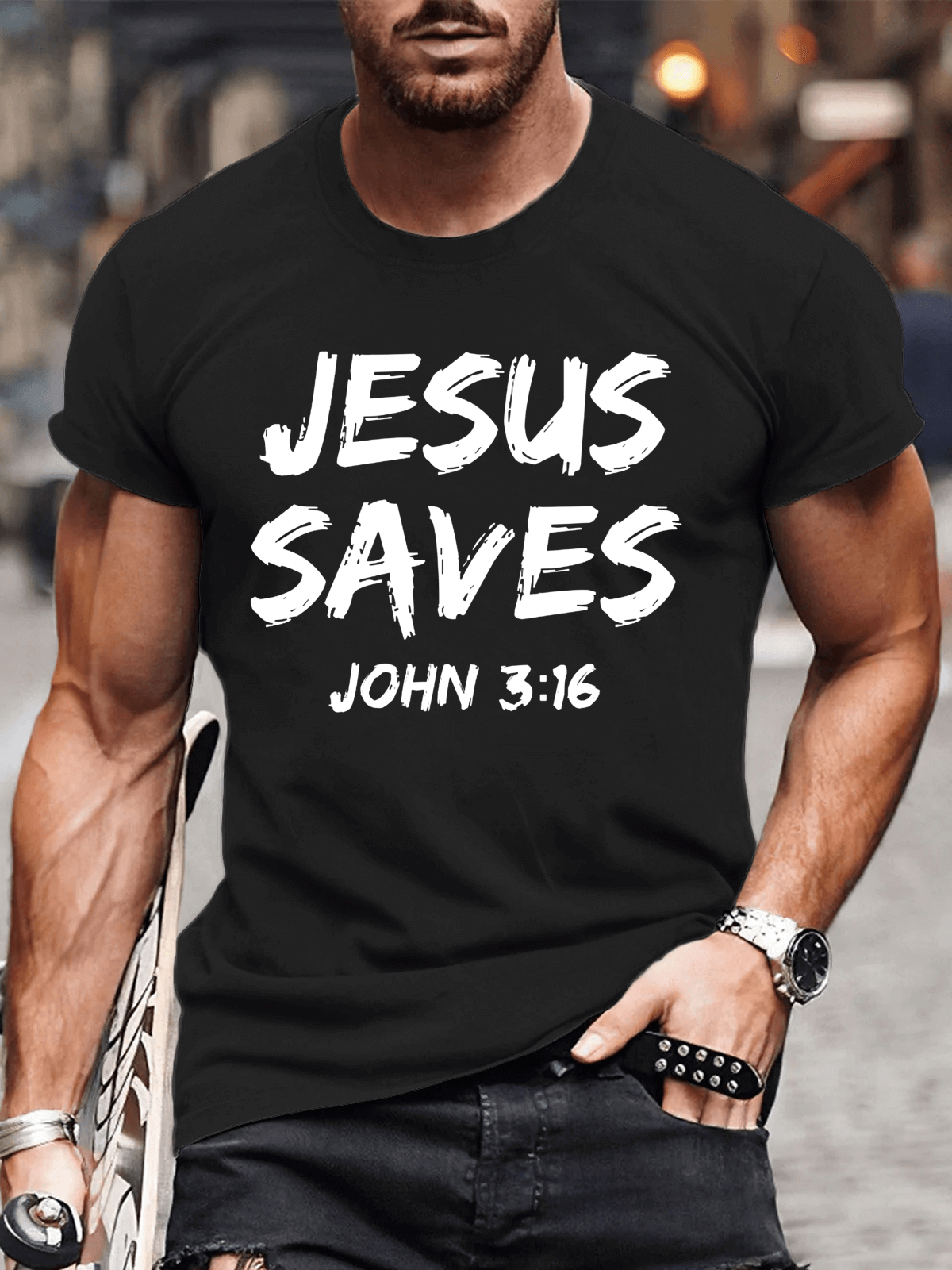 Classic Cotton Tee - Jesus Saves John 3:16 Men's T-shirt