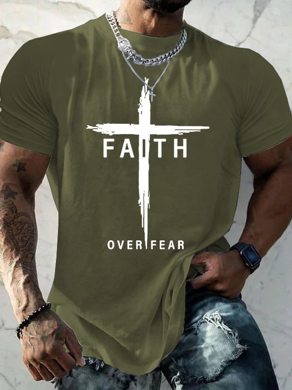 Classic Cotton Tee - Faith Over Fear  Cross