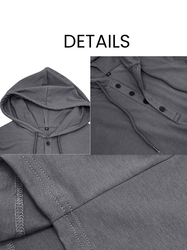 Cross Printed Hooded Henley T Shirt