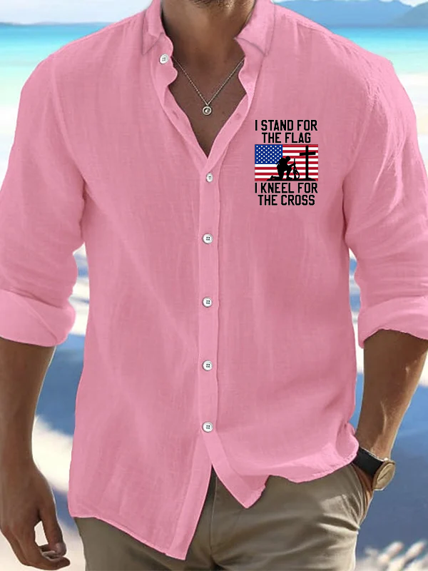 I Stand For The Flag And Kneel For The Cross Christian Resort Casual Shirt