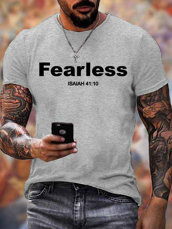 Classic Cotton Tee - Fearless Isaiah 41:10 Bible Verse