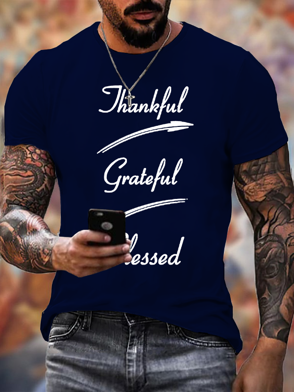 Classic Cotton Tee - Thankful Grateful Blessed