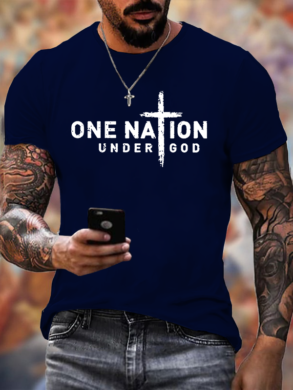 Classic Cotton Tee - One Nation Under God  Cross