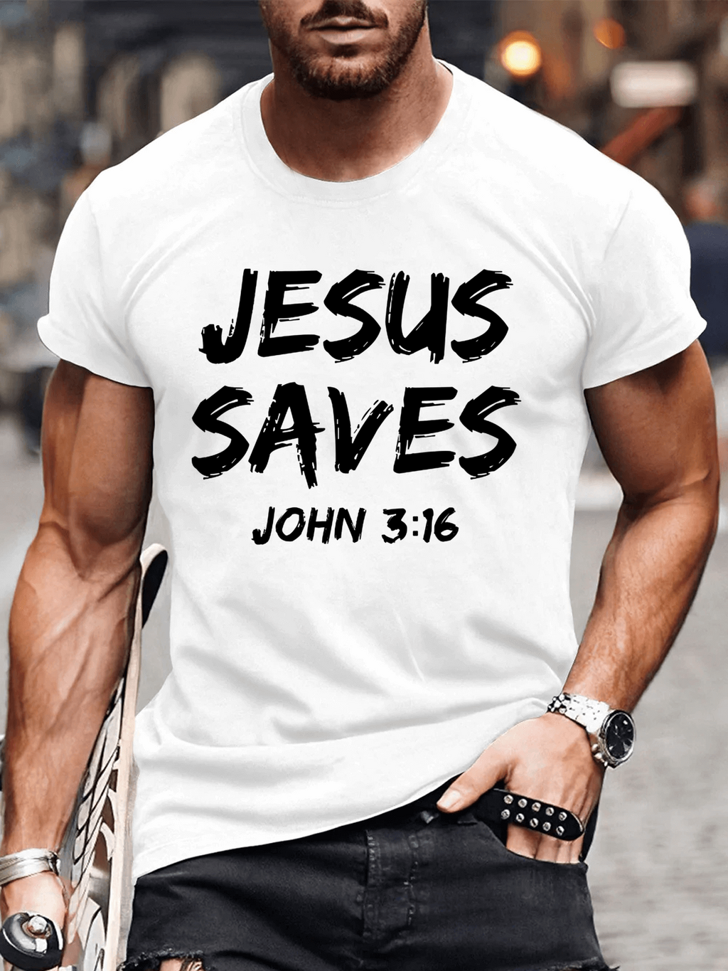 Classic Cotton Tee - Jesus Saves John 3:16 Men's T-shirt