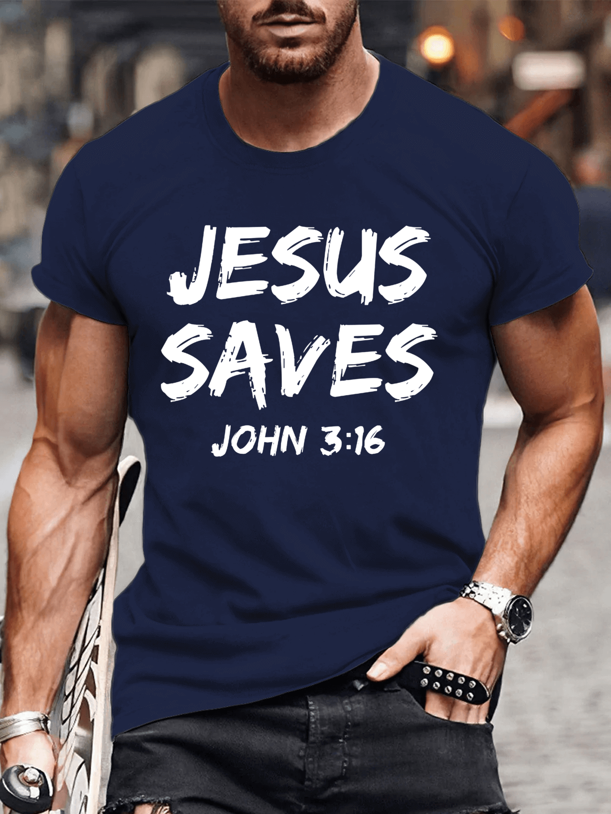 Classic Cotton Tee - Jesus Saves John 3:16 Men's T-shirt