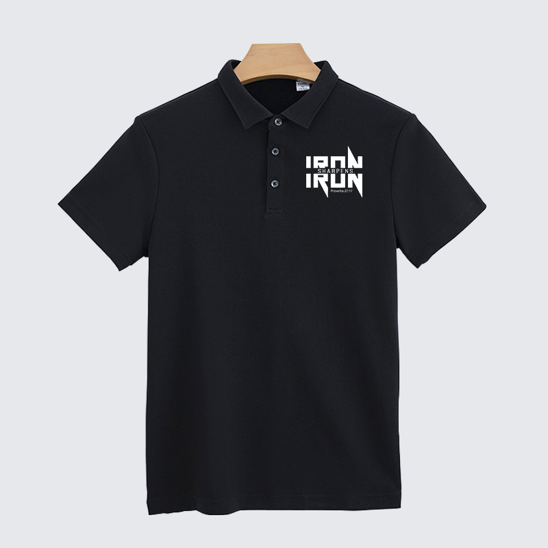 IRON SHARPENS IRON Proverbs 27:17 Christian Cotton Short Sleeve Polo Shirt