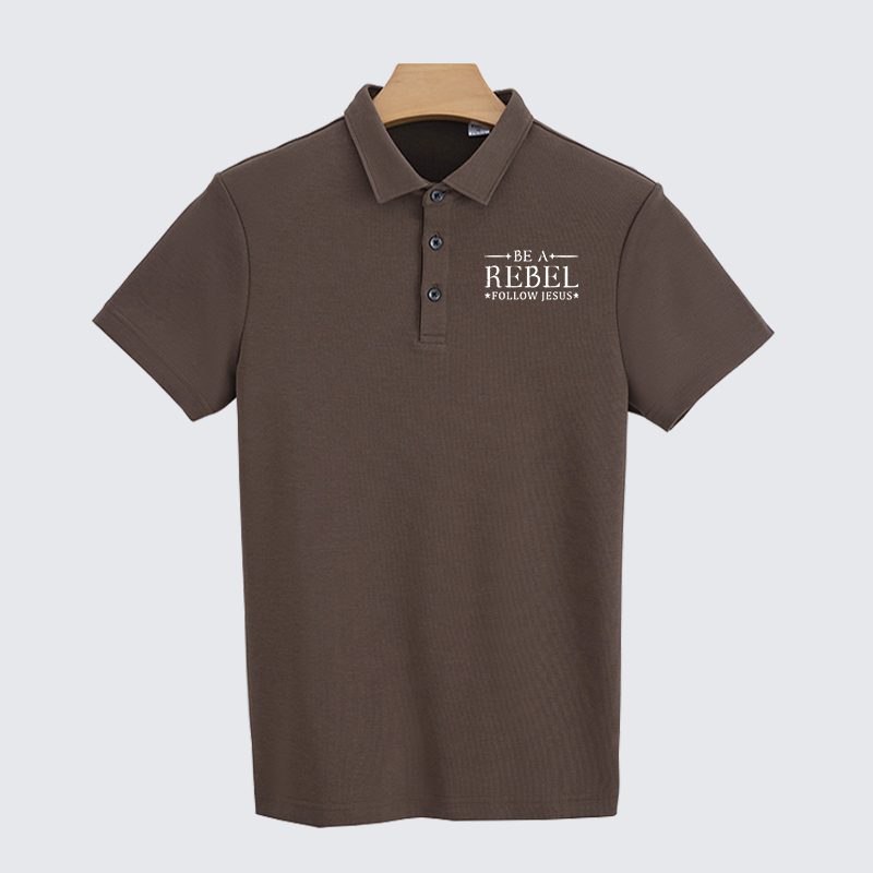 Be A Rebel Follow Jesus Christian Cotton Short Sleeve Polo Shirt