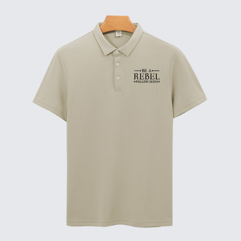 Be A Rebel Follow Jesus Christian Cotton Short Sleeve Polo Shirt