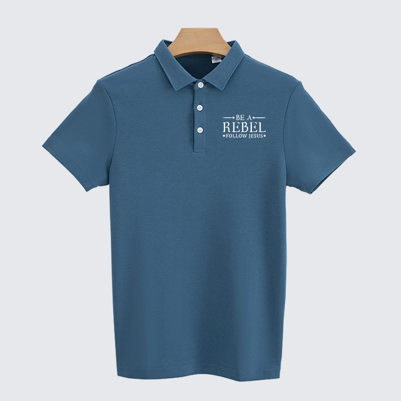 Be A Rebel Follow Jesus Christian Cotton Short Sleeve Polo Shirt