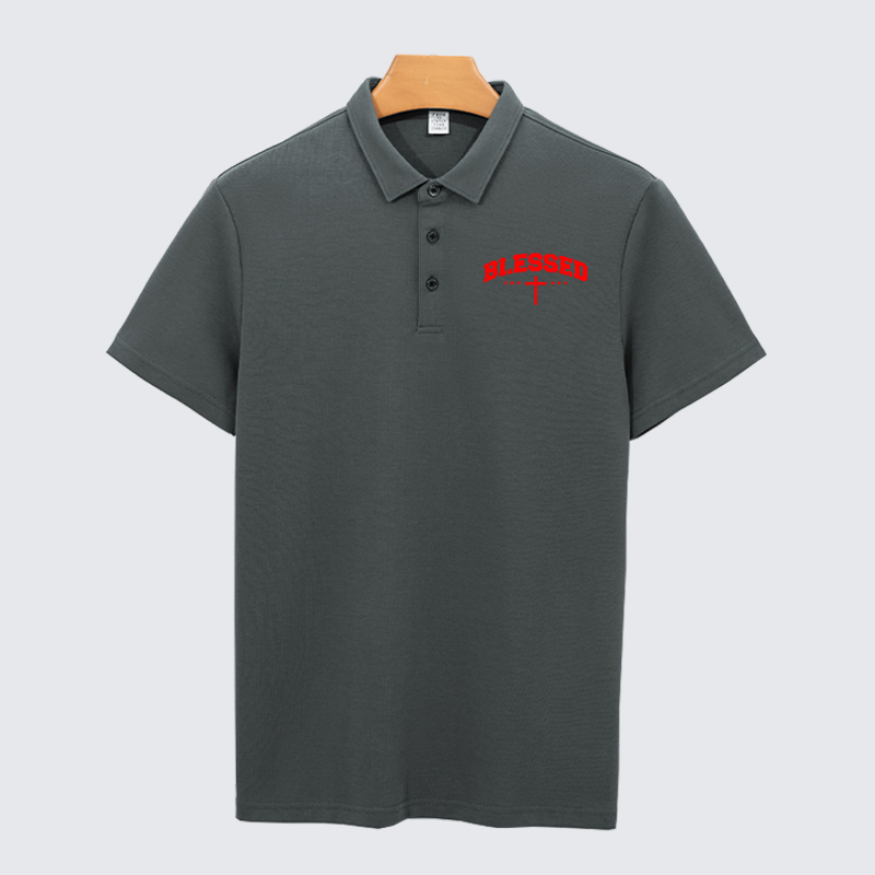 Blessed Cross Christian Cotton Short Sleeve Polo Shirt