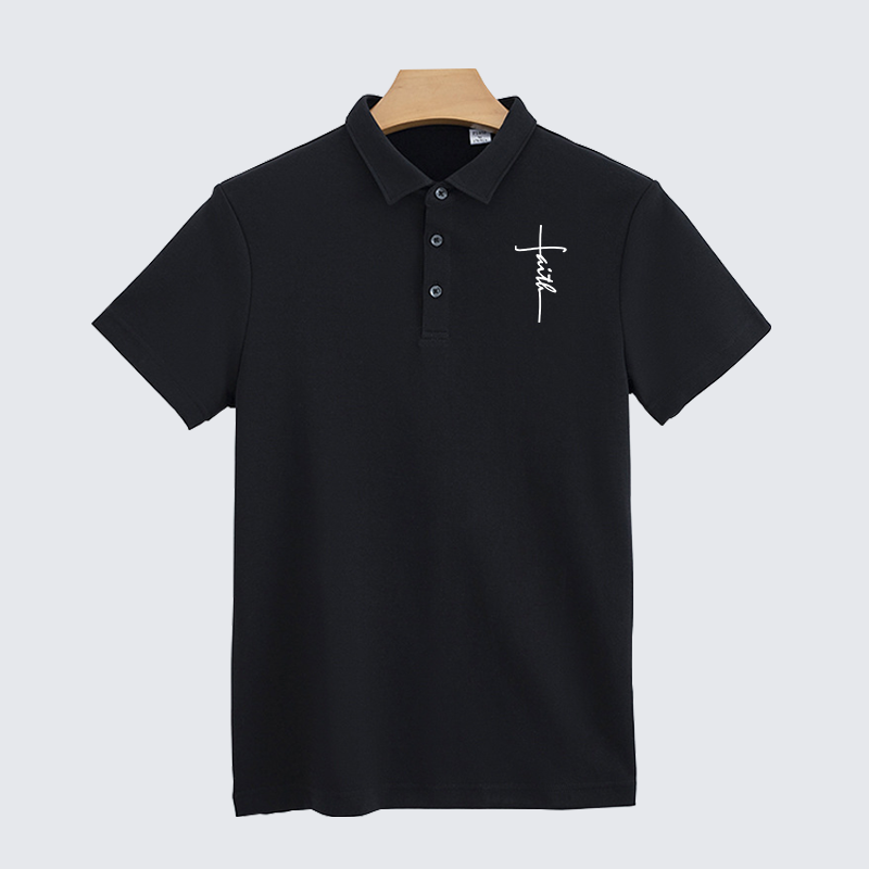 Faith Cross Christian Cotton Short Sleeve Polo Shirt