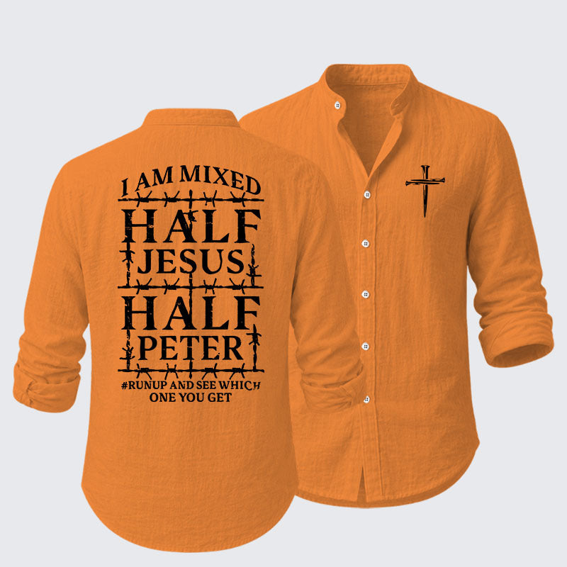 I Am Mixed Half Jesus And Half Peter Resort Casual Shirt