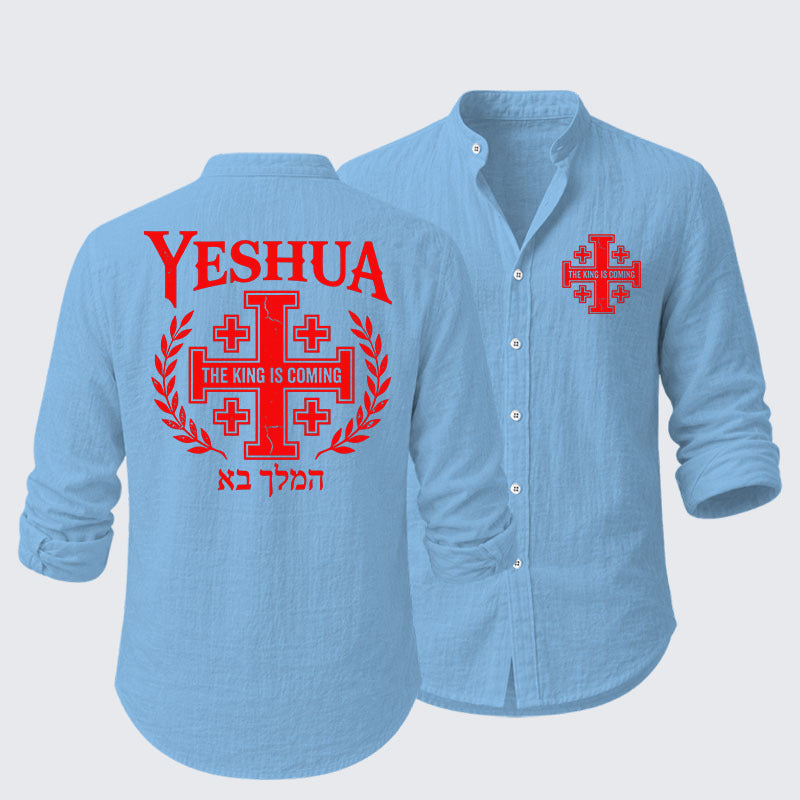 Yeshua The King Is Coming Hebrew Name Resort Casual Shirt