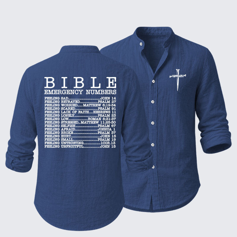 Bible Emergency Numbers Resort Casual Shirt