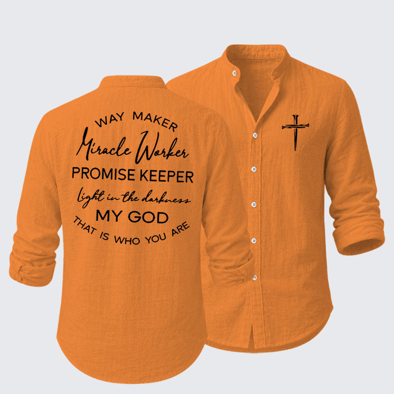 Way Maker Miracle Worker Promise Keeper Light In The Darkness My God That Is Who You Are Resort Casual Shirt