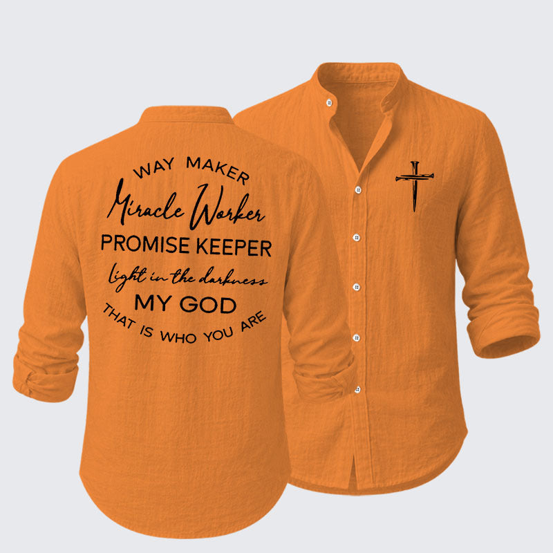 Way Maker Miracle Worker Promise Keeper Light In The Darkness My God That Is Who You Are Resort Casual Shirt