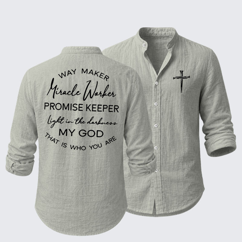 Way Maker Miracle Worker Promise Keeper Light In The Darkness My God That Is Who You Are Resort Casual Shirt