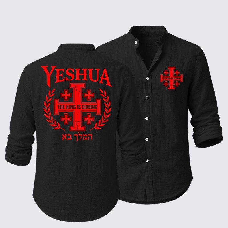 Yeshua The King Is Coming Hebrew Name Resort Casual Shirt