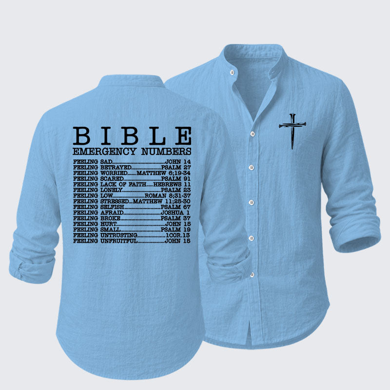 Bible Emergency Numbers Resort Casual Shirt