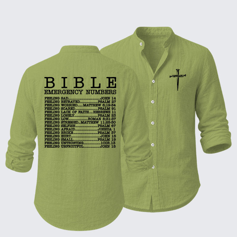 Bible Emergency Numbers Resort Casual Shirt