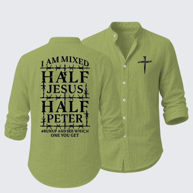 I Am Mixed Half Jesus And Half Peter Resort Casual Shirt