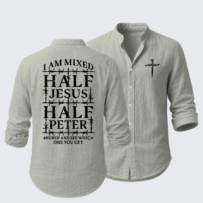 I Am Mixed Half Jesus And Half Peter Resort Casual Shirt