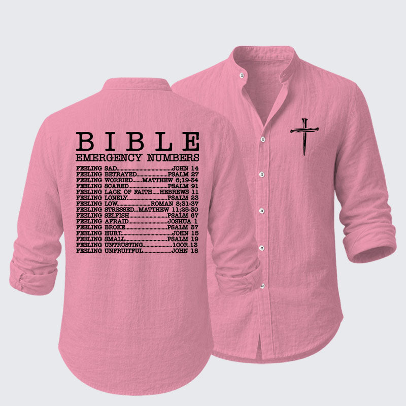Bible Emergency Numbers Resort Casual Shirt