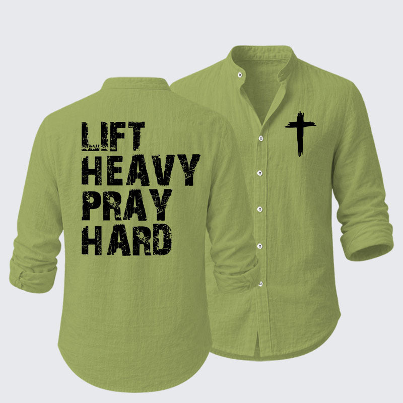 Lift Heavy Pray Hard Gym Resort Casual Shirt