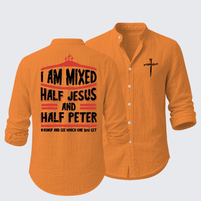 I Am Mixed Half Jesus And Half Peter Resort Casual Shirt