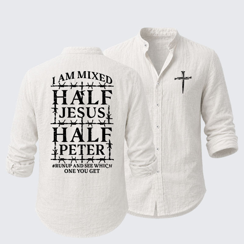 I Am Mixed Half Jesus And Half Peter Resort Casual Shirt