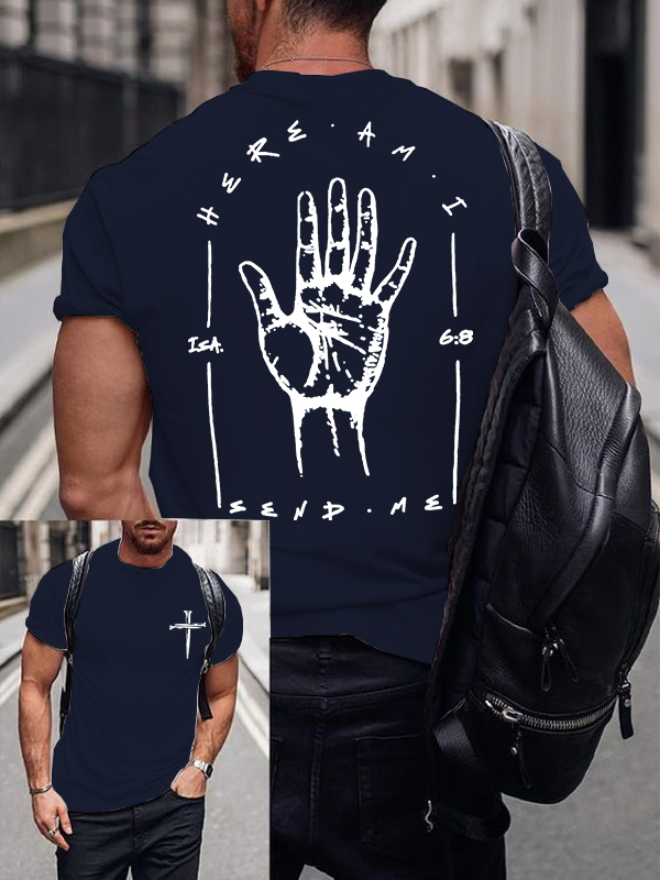 Classic Cotton Tee - Here I Am Send Me - Bible Verse Isaiah 6:8