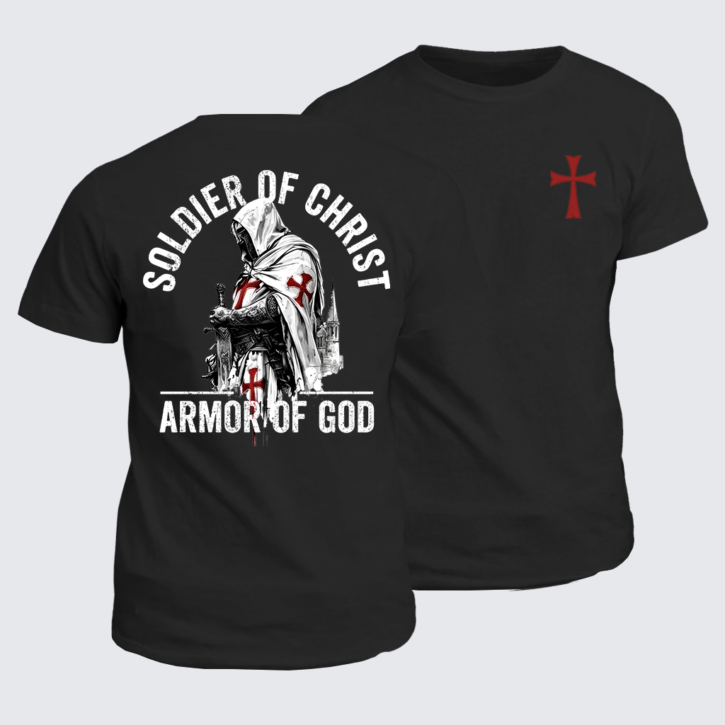 Classic Cotton Tee - Soldier of Christ Armor Of God Crusader Spirit