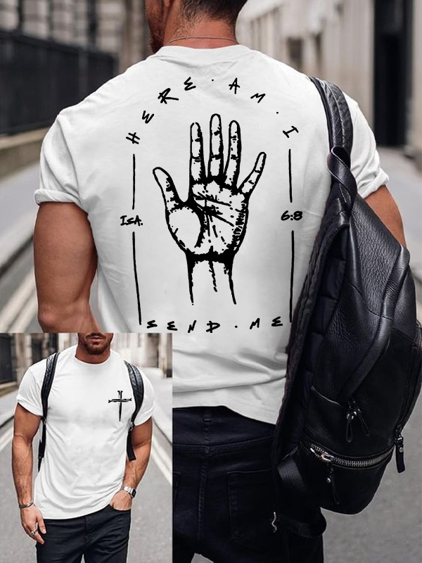 Classic Cotton Tee - Here I Am Send Me - Bible Verse Isaiah 6:8