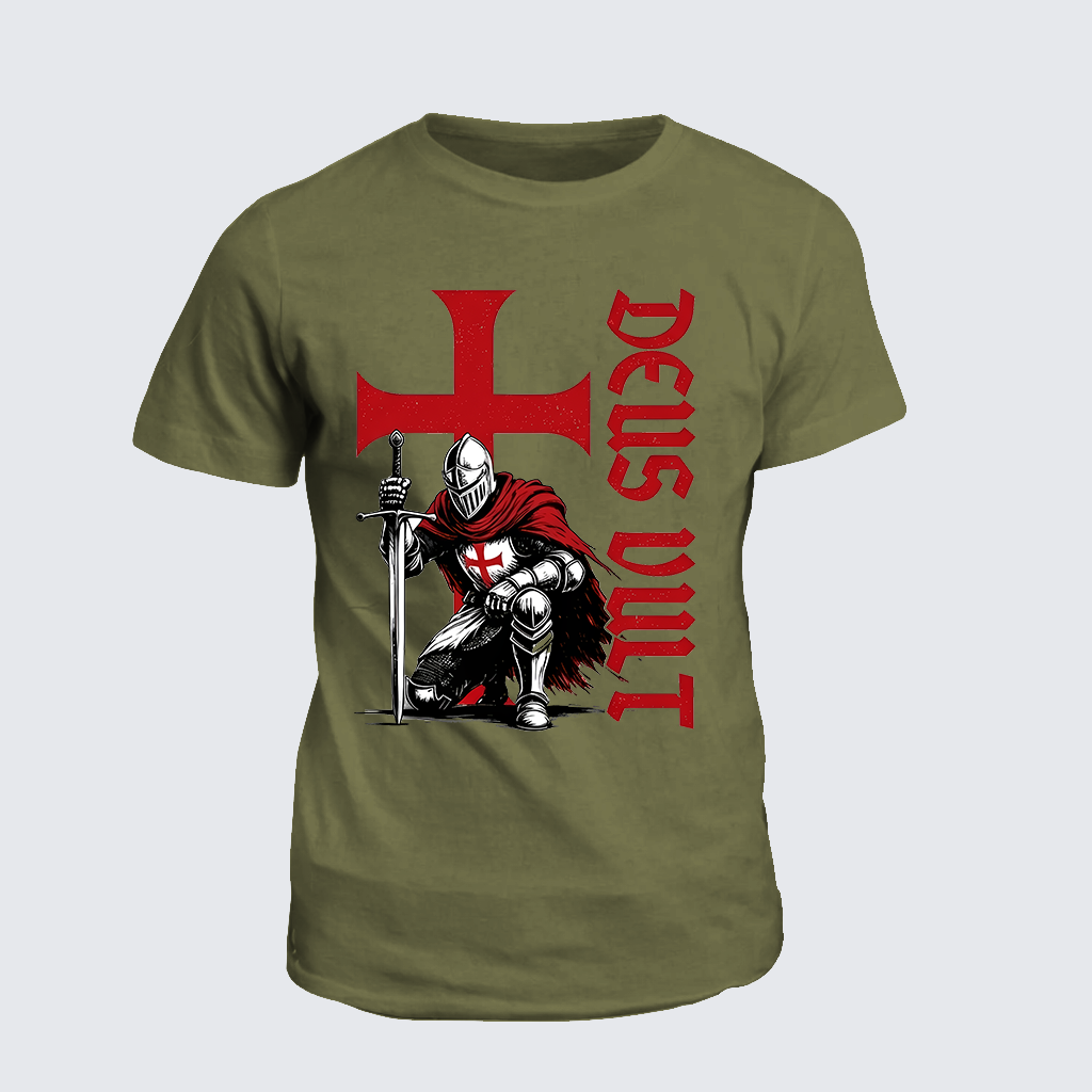 Classic Cotton Tee - Templar Knight Crusader Deus Vult
