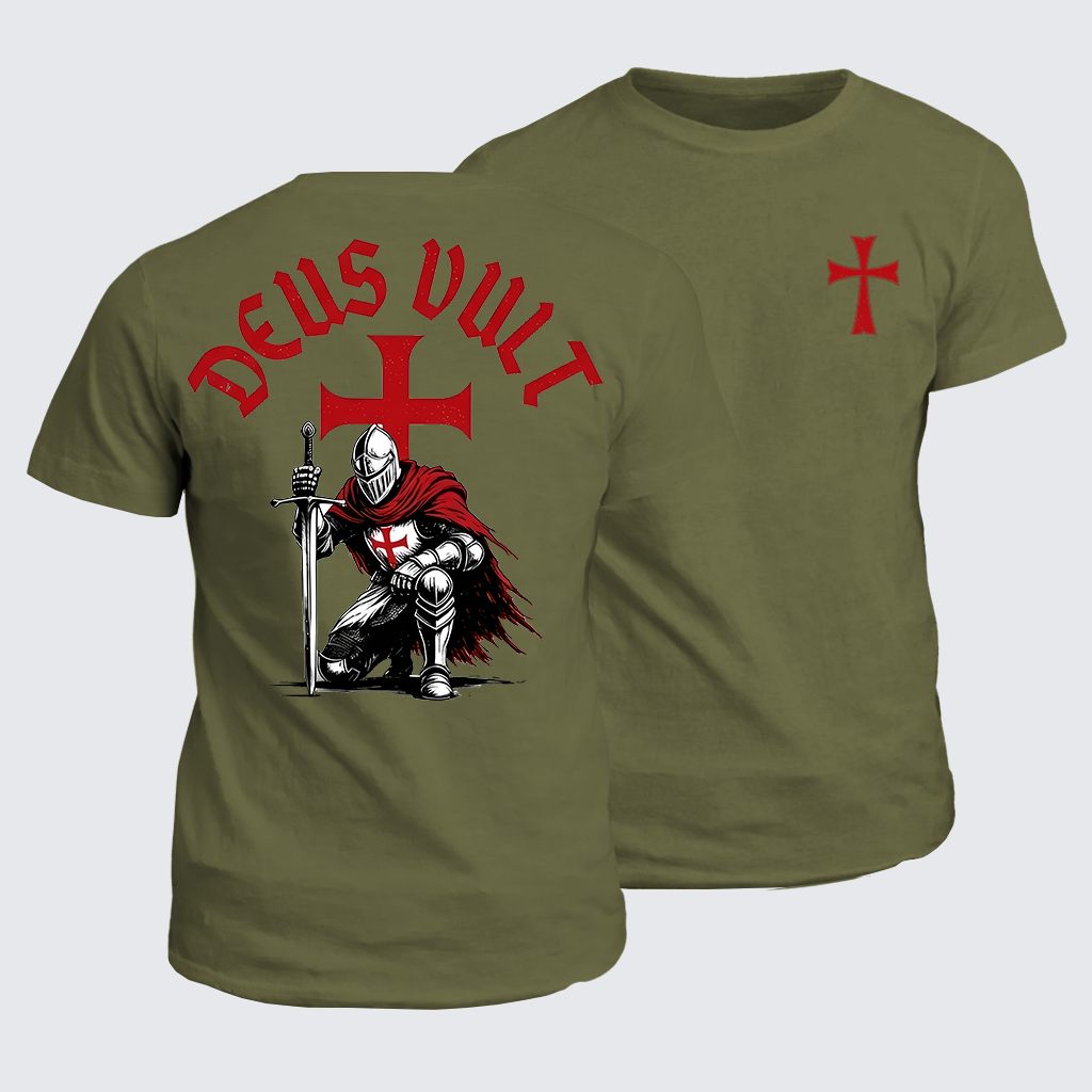 Classic Cotton Tee - Templar Knight Crusader Deus Vult