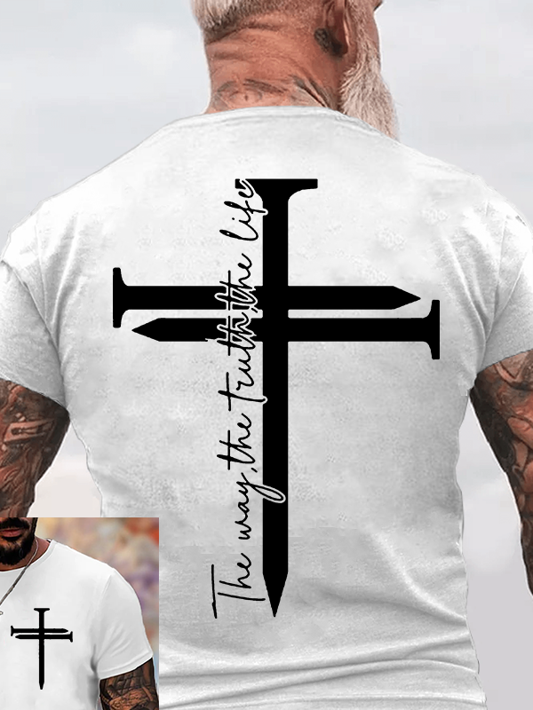 Classic Cotton Tee - Jesus The Way The Truth The Life Cross