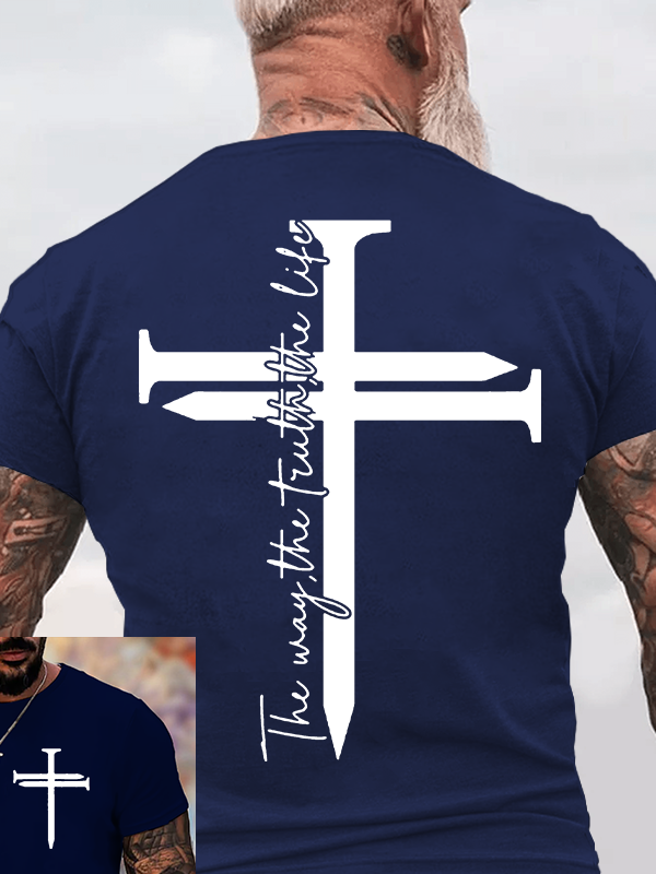 Classic Cotton Tee - Jesus The Way The Truth The Life Cross