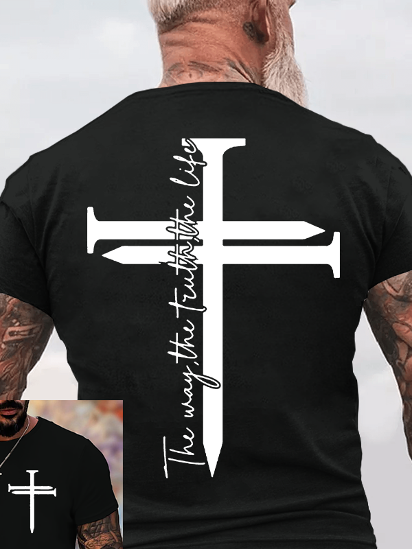 Classic Cotton Tee - Jesus The Way The Truth The Life Cross