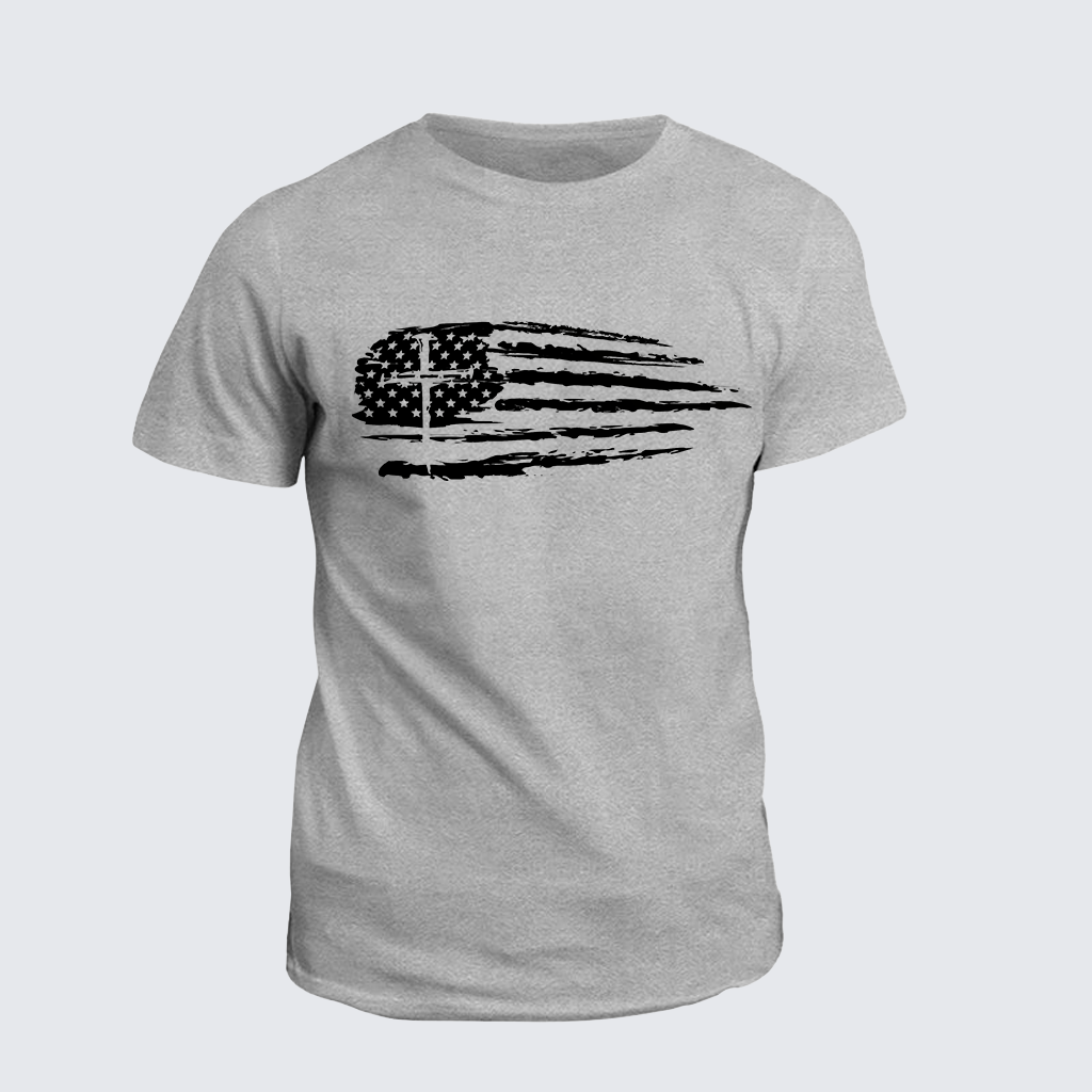 Classic Cotton Tee - Tattered Flag Cross