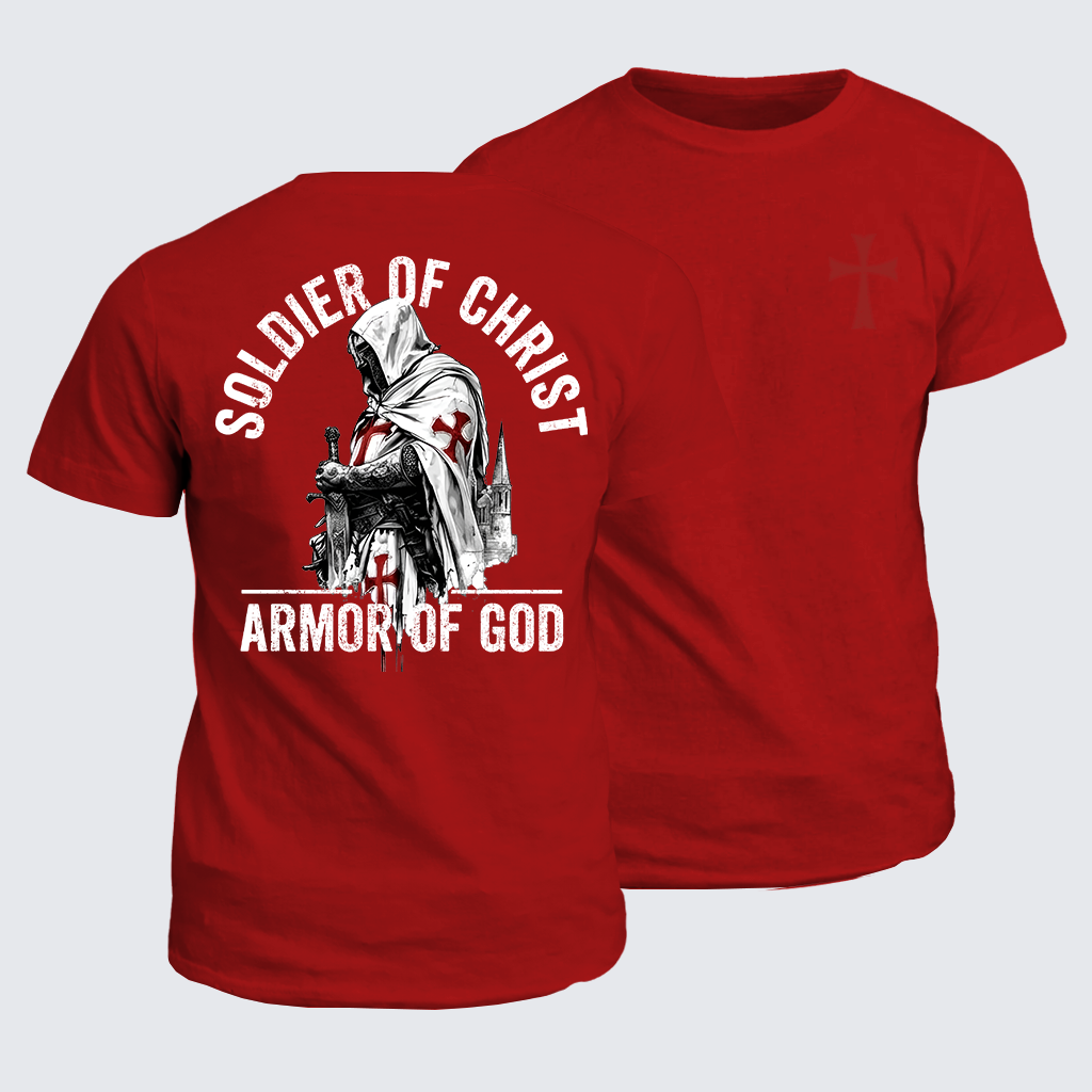 Classic Cotton Tee - Soldier of Christ Armor Of God Crusader Spirit