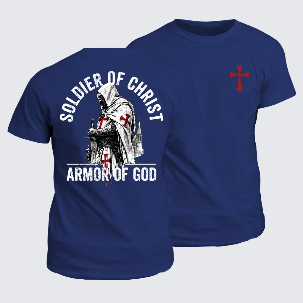 Classic Cotton Tee - Soldier of Christ Armor Of God Crusader Spirit