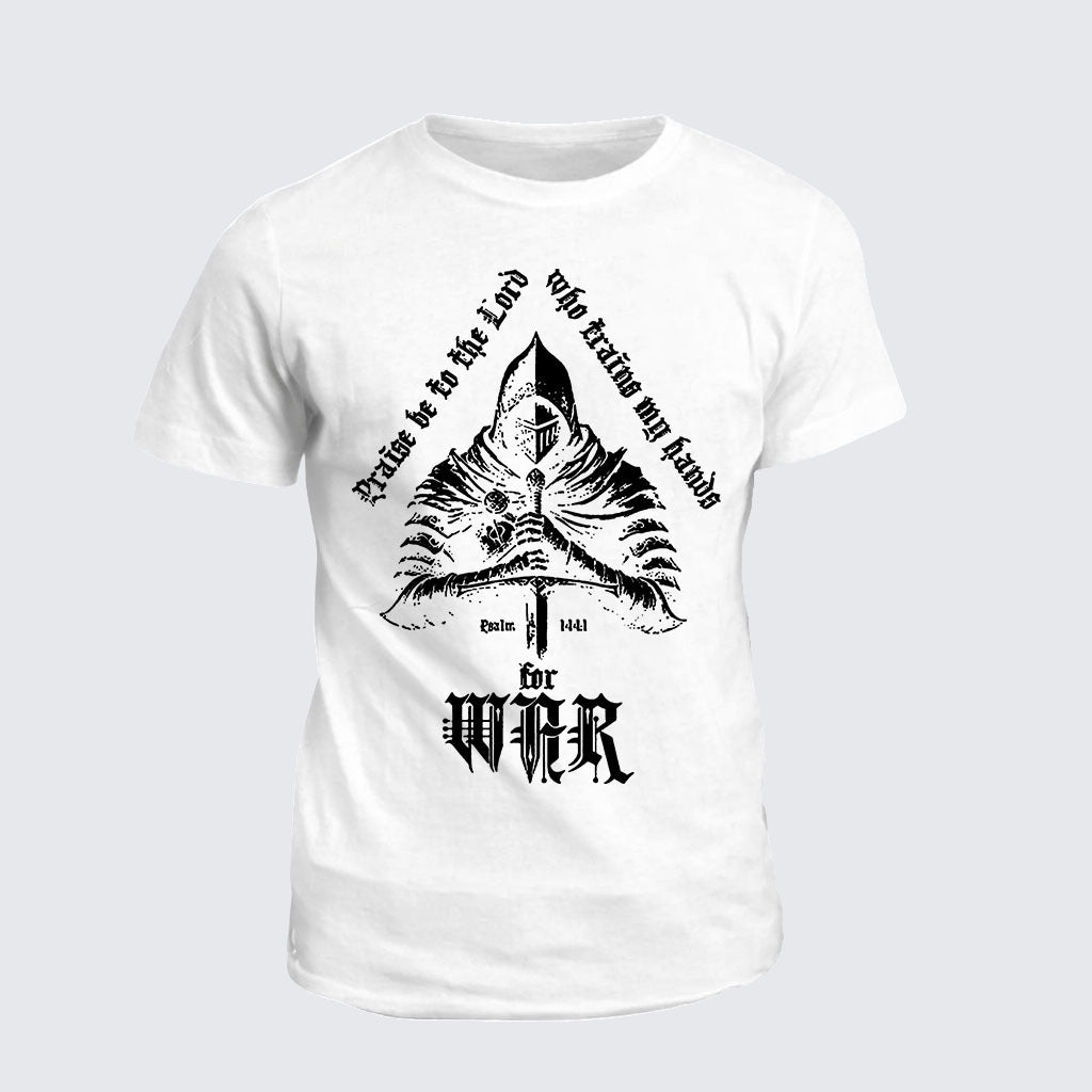 Classic Cotton Tee - Praise Be to The Lord Who Train My Hands for War Psalm 144 : 1