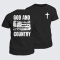 Classic Cotton Tee - God And Country  Flag Cross