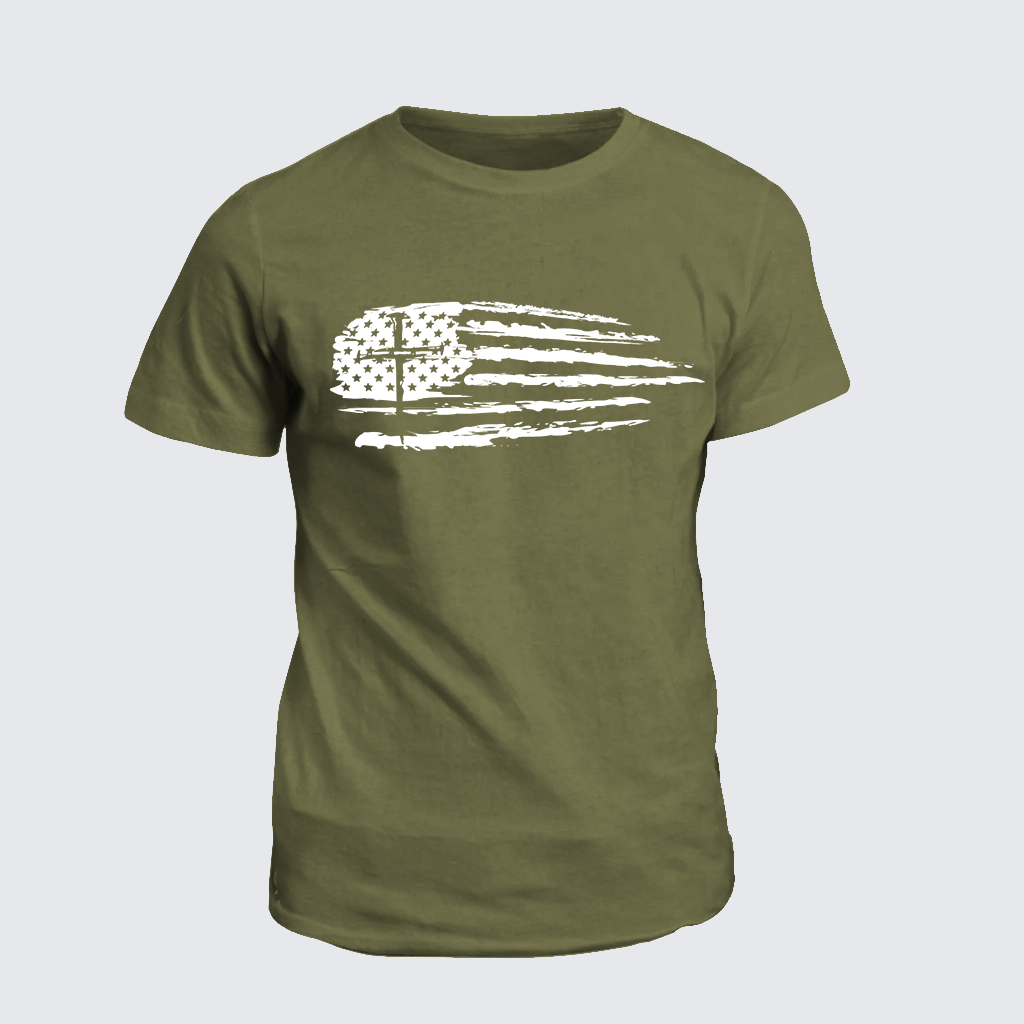Classic Cotton Tee - Tattered Flag Cross