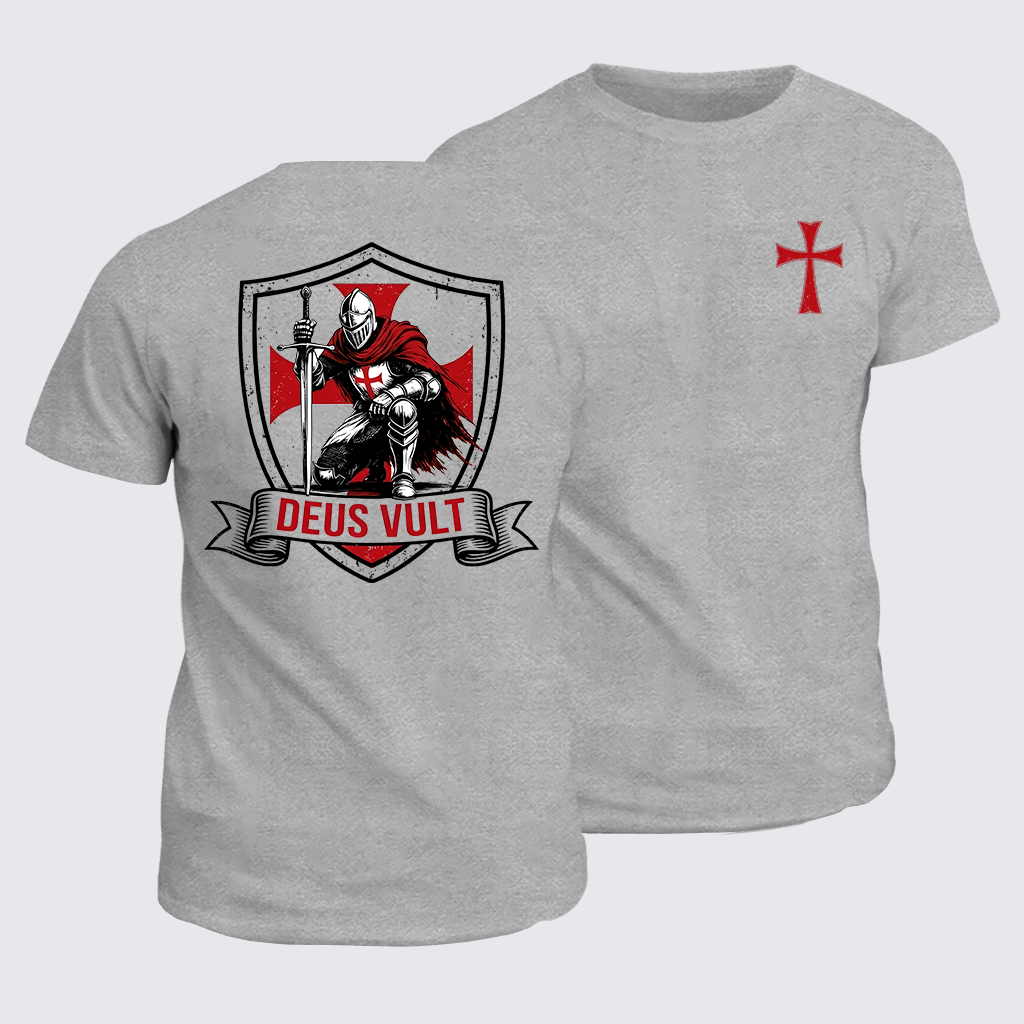 Classic Cotton Tee - Templar Knight Crusader Deus Vult