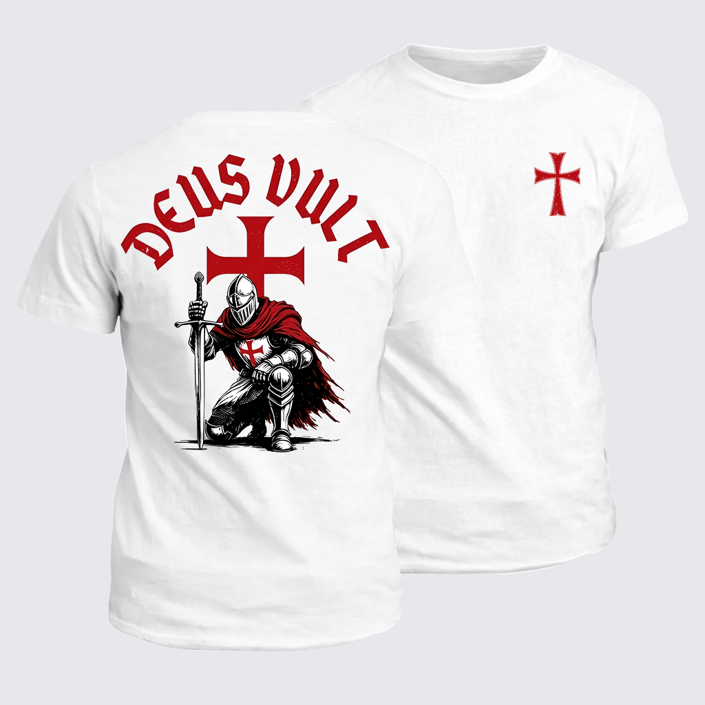 Classic Cotton Tee - Templar Knight Crusader Deus Vult